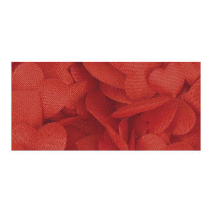 Satin-fabric Miniatures: Heart, Padded, Red, 2 Sizes, 13+20mm, heart-PVC Box 100pcs