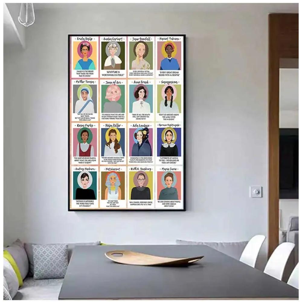 Poster and Print Wall Art Canvas Painting Nordic Posters Prints Pictures for Living Room Great Mighty Women in History