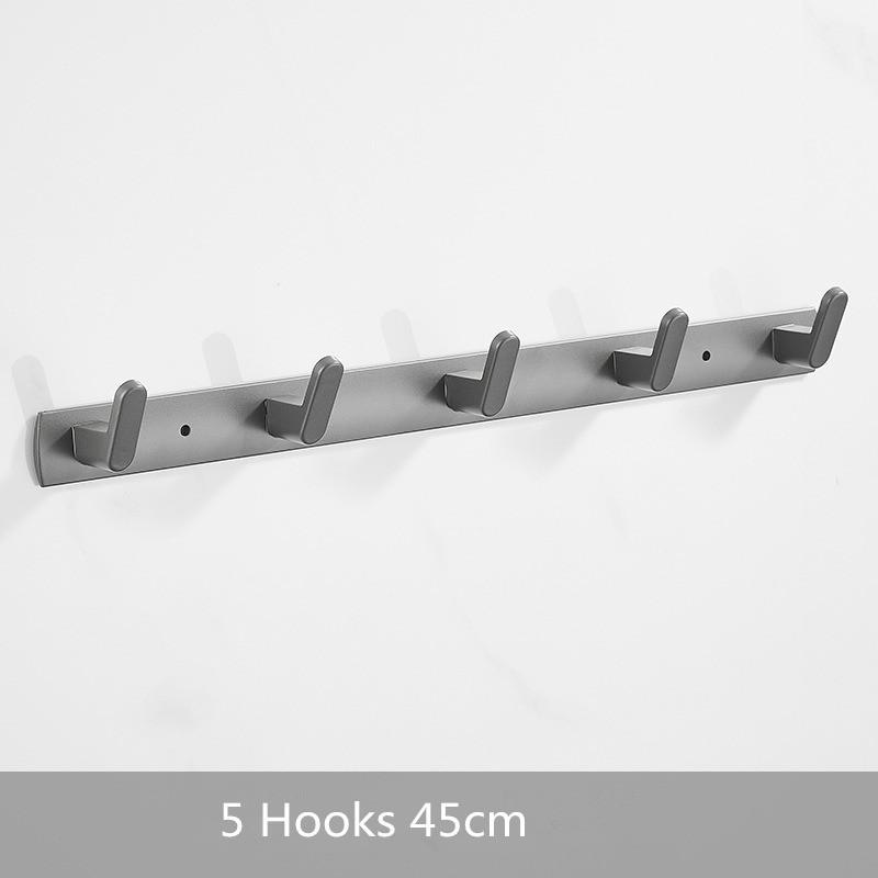 Gray Towel Hooks Wall Mounted Robe Hooks Aluminum Alloy Towel Holder Bathroom Hook New Arrival Breif 3-6 Hooks