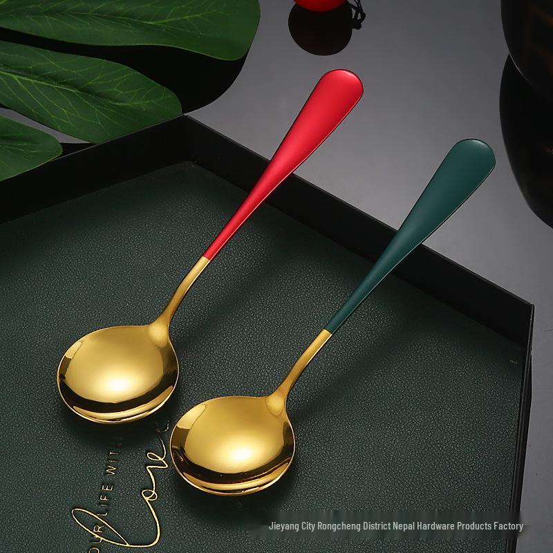 Korean Style Cute Watermelon Stainless Steel Long Handle Spoon