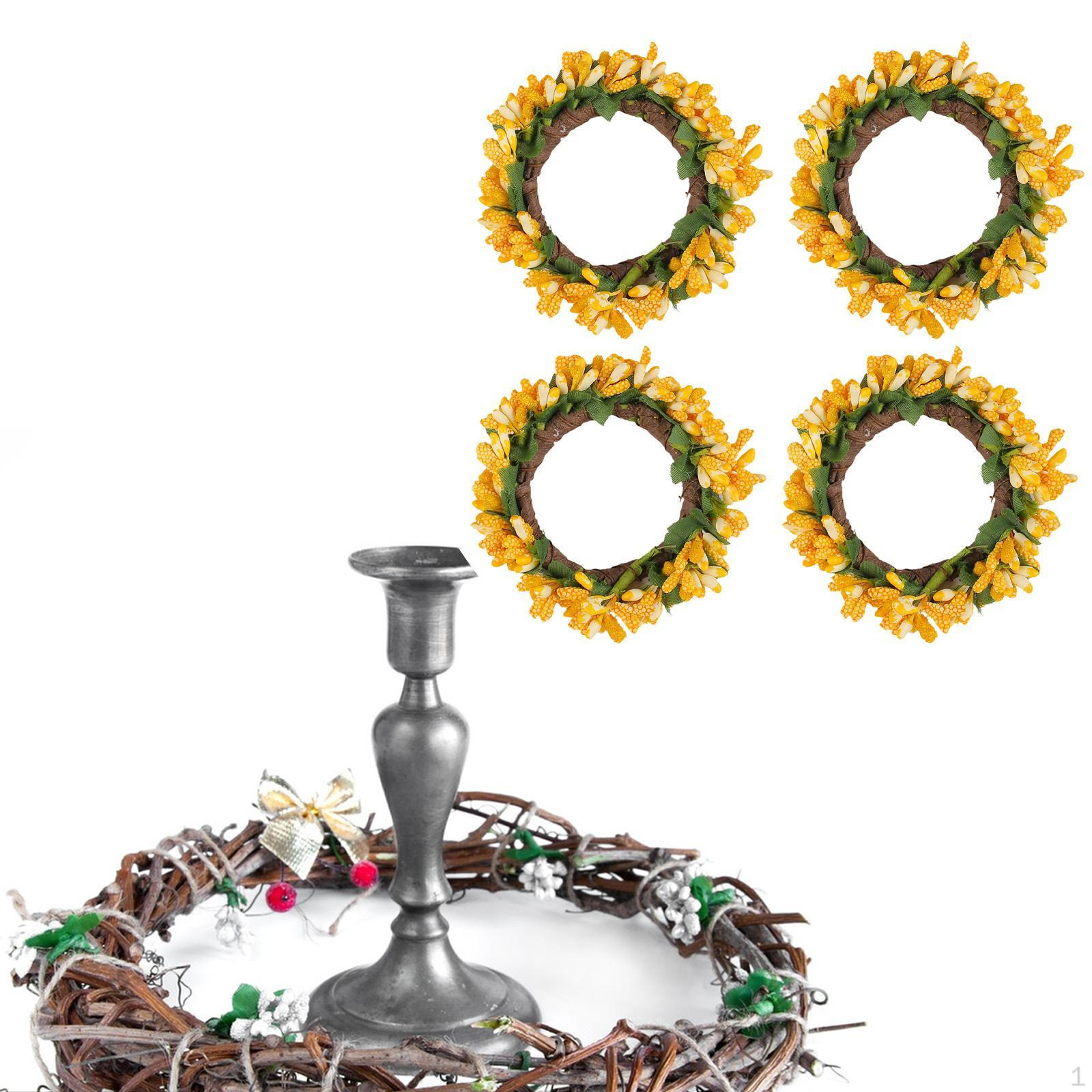 

4 Pack Candle Rings, Artificial Wreath, Table Holder for Easter Centerpiece, Party Decoration