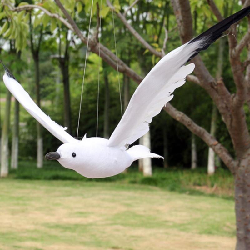 Simulated Feathered Seagulls Bird Sculpture Hanging Garden Ornament For Outdoor Balconies Wedding Parties Decoration