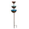 Metal Bird Bath Stake with Three Bowls for Garden Use, Rainwater Water Rest for Birds and Butterflies on Open Lawn