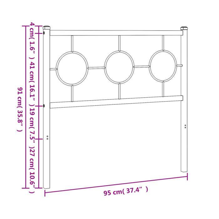VidaXL Tête de Lit Métal, Tête de Lit avec Pieds, Meuble de Chambre à Coucher, Accessoire de Lit Simple, Tête de Cadre de 376303