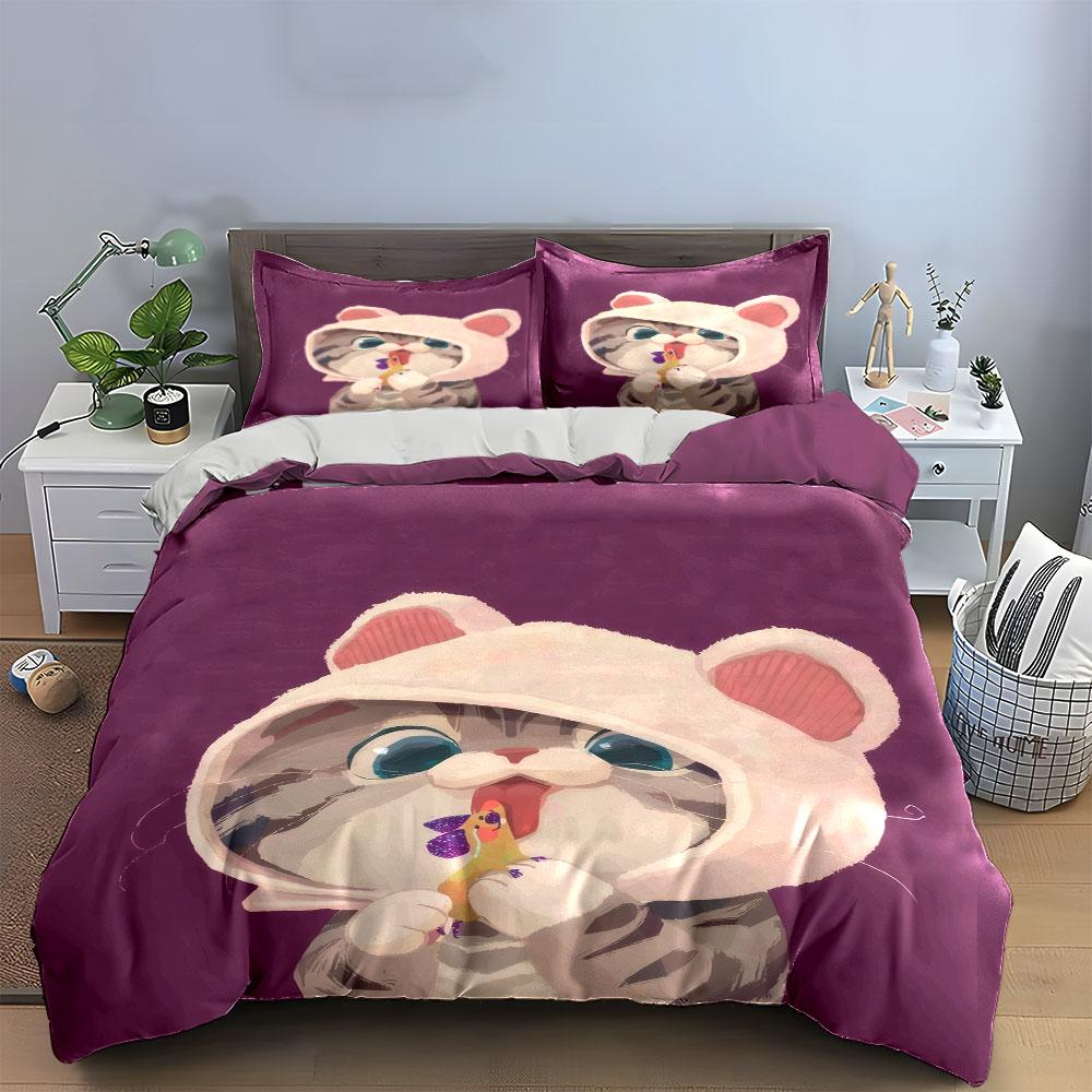 Cute Animal-Themed Decorative Set Soft Comfortable Duvet Cover Bedding Set Included 1*Duvet Cover & 2*Pillowcases, Gift