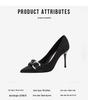 Black French Low-Cut Pointed Toe High Heels for Plus Size Women - Spring 2026 Fashion Stilettos