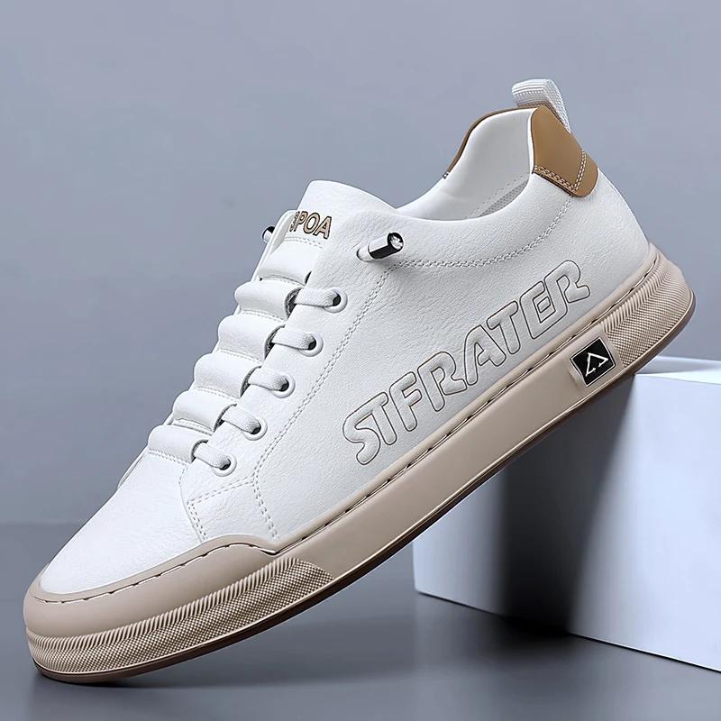 Fashion Brand Men's  Leather Wear-resistant Low Top Casual Shoes Trend Sneakers Men's Business Walking Flat Shoes Zapatillas Hombre