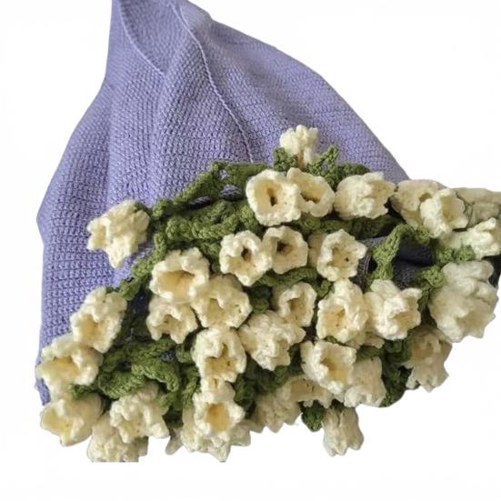 Crochet Flower Blanket Handmade Rose Bouquet Blanket Lily of The Valley Crocheted Bouquet