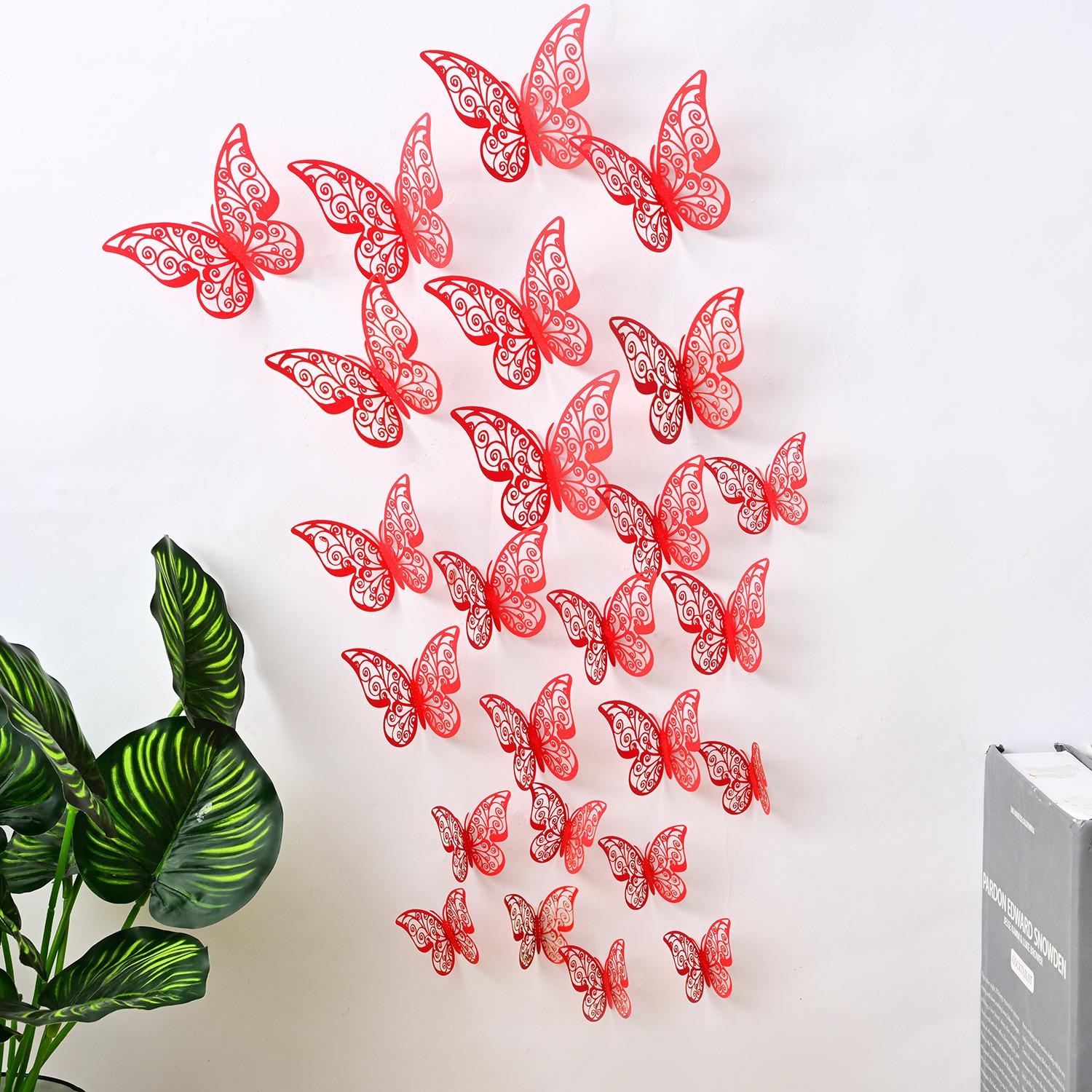 12 Pieces Per Pack: Realistic 3D Butterfly Wall Stickers/tile Stickers One Size