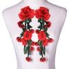 1 Paar rote Blumen-Stickapplikationen zum Basteln, Nähen, Blumen-Patch, Kleidungszubehör, Scrapbooking