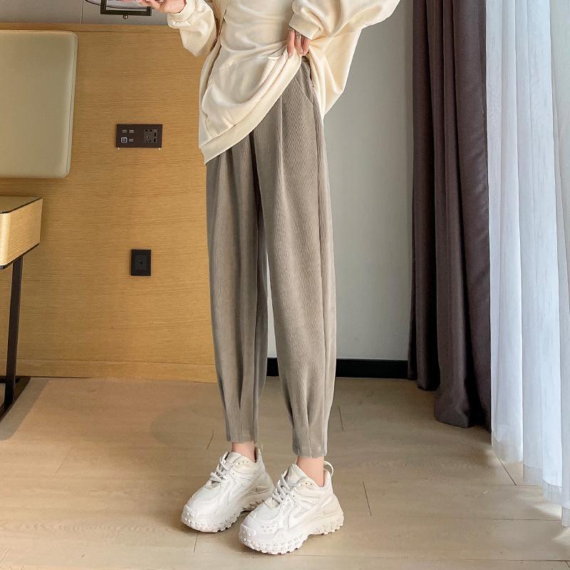 Women's Plus Size High Waist Harem Joggers - Spring/Autumn Slimming Cuffed Fleece Pants