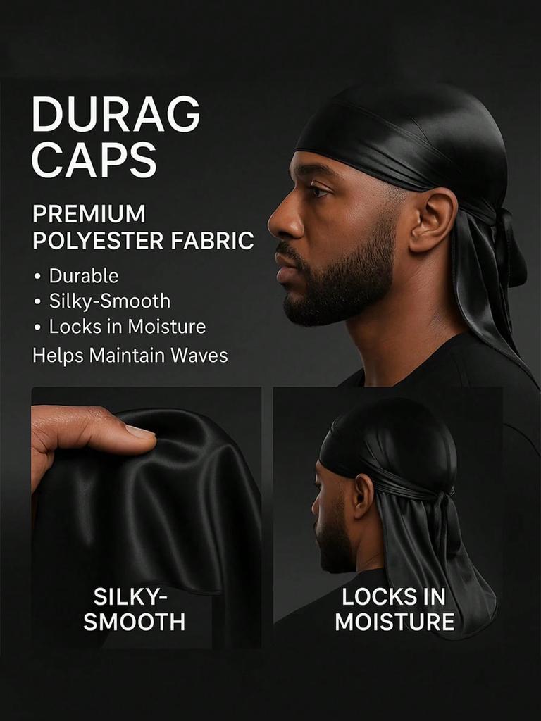 Unisex Silky Long Tail Durag Pirate Hat Turban Fashion Headwraps Cap Bandana Women Men Headwear Caps Hijab Hair Accessories
