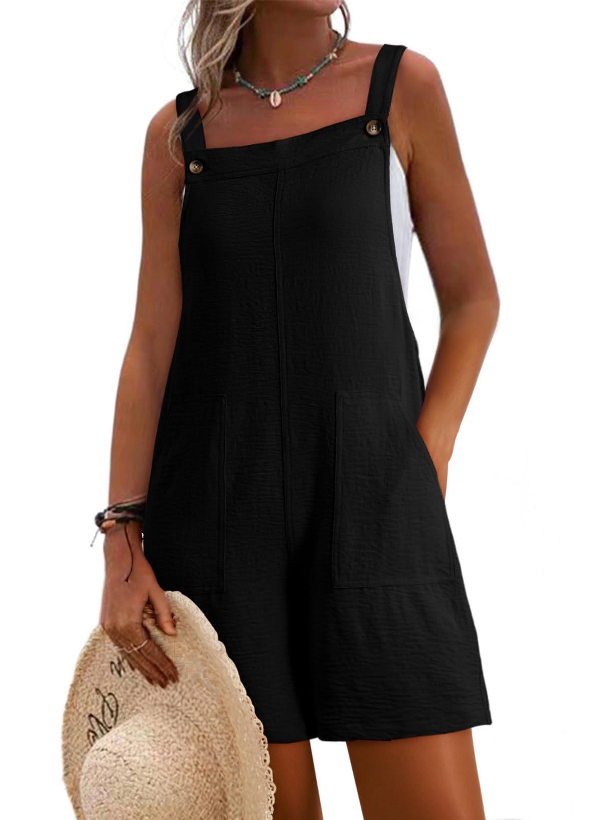 2026 Cross-border Europe, America, Amazon fashion casual solid color strap wide leg short versatile loose women s suit S чёрный