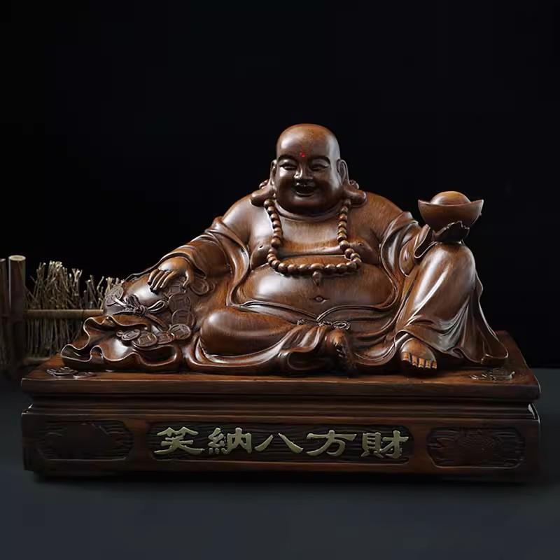 Resin Maitreya Figure Statue, Chinese Ruyi Blessed Buddha, Home, Living Room, Room, Office, Art Deco