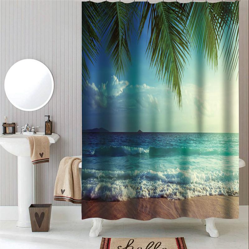 Misty Forest Nordic Style Shower Curtains Set With Hooks Waterproof Green Natural Landscape Home Decoration Bathroom Curtain New