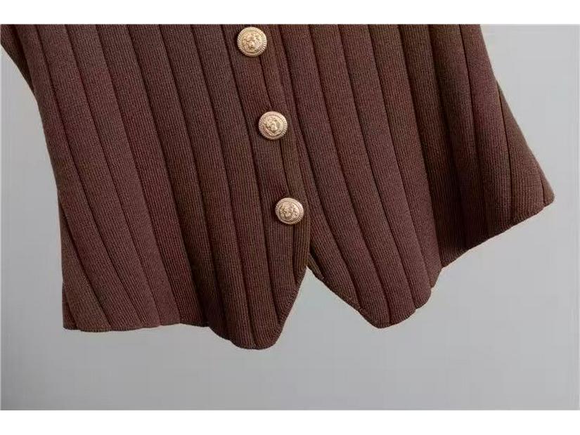 Conjunto de Falda Midi de Punto Ajustado Estilo Coreano - Colección Otoño/Verano 2025 para Mujer
