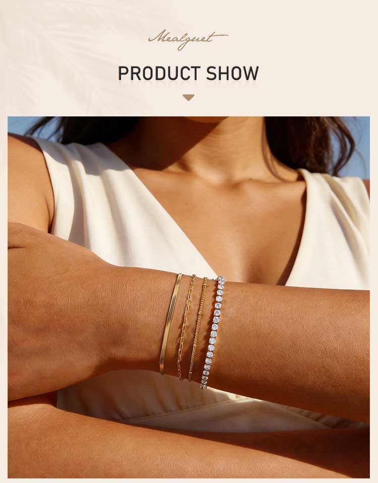 Stainless Steel Chain Bracelets Non Tarnish Dainty Ball Herringbone Bead Chain Stackable Bracelet Women's Party Jewelry