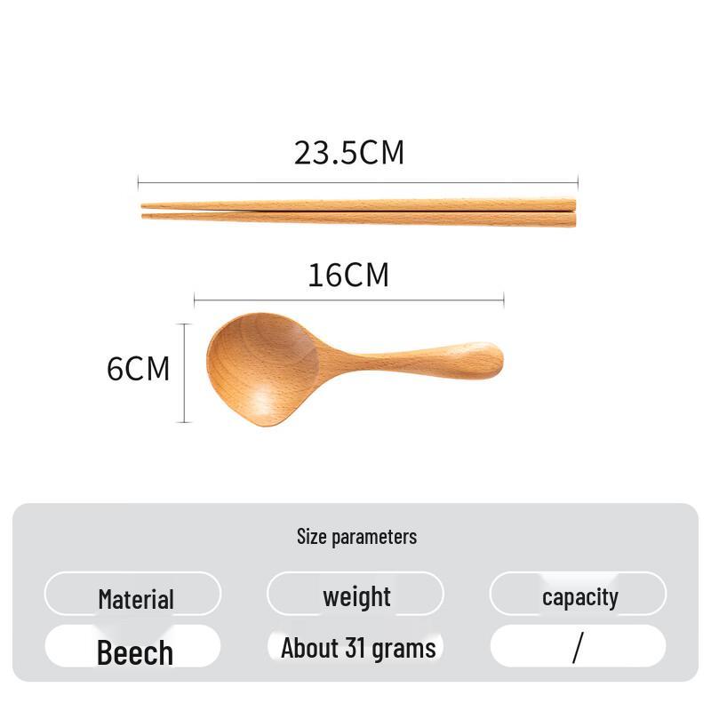 Abay Cream Style Enamel Children s Soup Spoon & Chopsticks Set