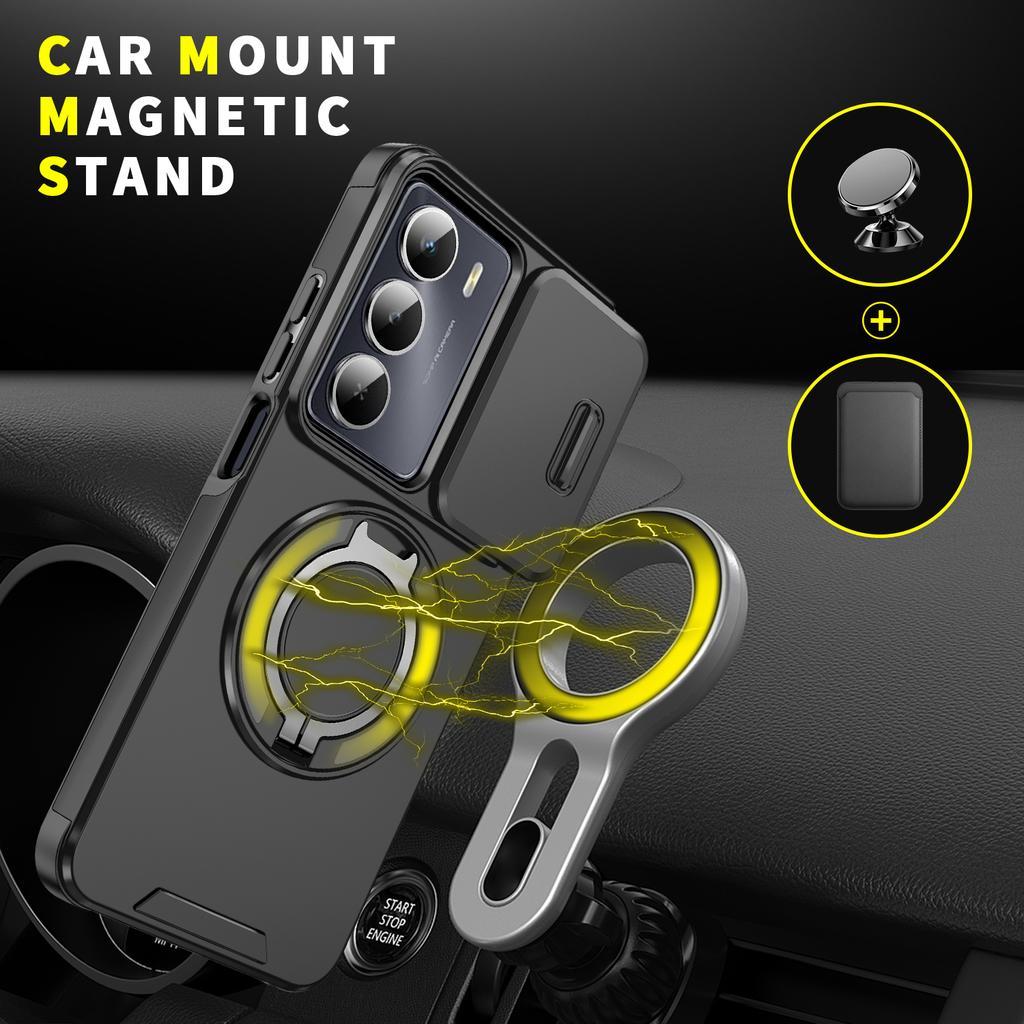 Funda For Realme C75 4G Slide Lens Protection Armor Phone Case For Realme C75 C 75 RealmeC75 Car Magnetic Ring Holder Back Cover