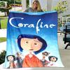 Coperta 3D Cartone Animato Coraline, Coperta in Flanella Coperta da Divano, Coperta Calda per Bambini per Casa Soggiorno Camera da Letto Letti Divano Ufficio