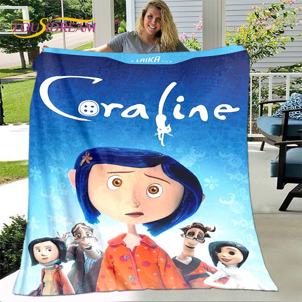 Coperta 3D Cartone Animato Coraline, Coperta in Flanella Coperta da Divano, Coperta Calda per Bambini per Casa Soggiorno Camera da Letto Letti Divano Ufficio