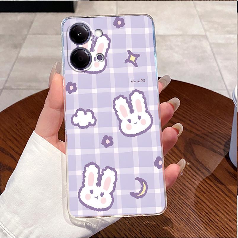 For Vivo Y11 5G V2575 Case Vivo Y21 5G V2553 Phone Case Clear Luxury Cute Love Heart Rabbit Funny TPU Soft Silicone Back Cover