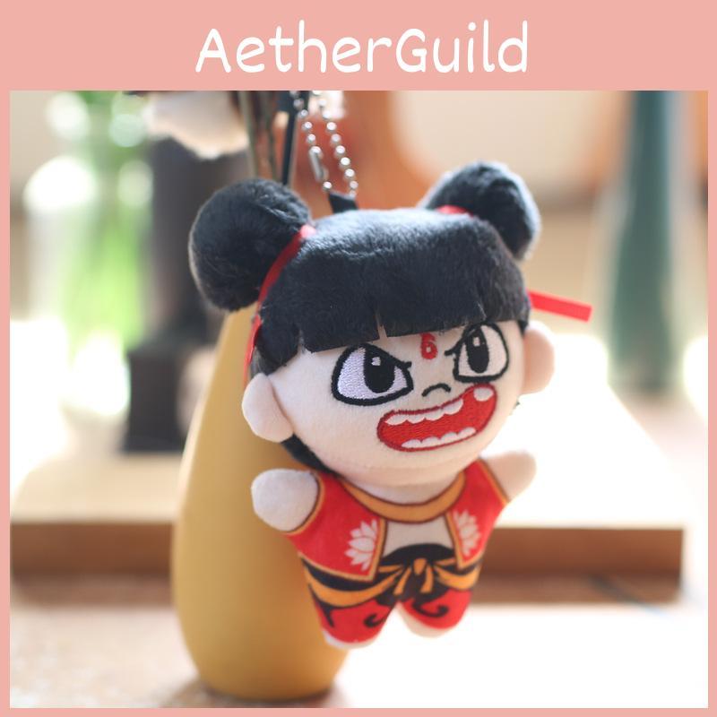 Plush Doll Nezha Keychain Mythology Collectible Pp Cotton Stuffed Gift For Kids