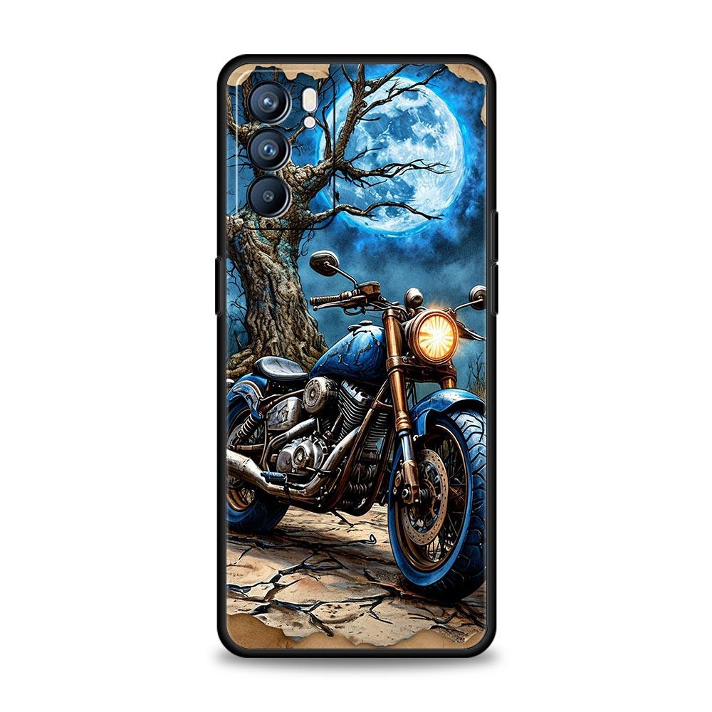 

Colors Vintage Motorcycle Painted Phone Case For Oppo A17 A31 A54 A57 A78 A79 A98 Find X5 X6 Reno 7 8 10 11 12 13 F Pro Soft TPU For Oppo A17