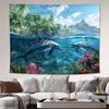 Tropical Beach Dolphin Wall Tapestry  Woven Polyester Home Decor for Living Room Bedroom Office  No Electricity Needed
