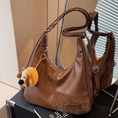 Retro Trend Large Capacity Tote Bag Women'S Fashion Casual Backpack Premium Commuter Shoulder Bag