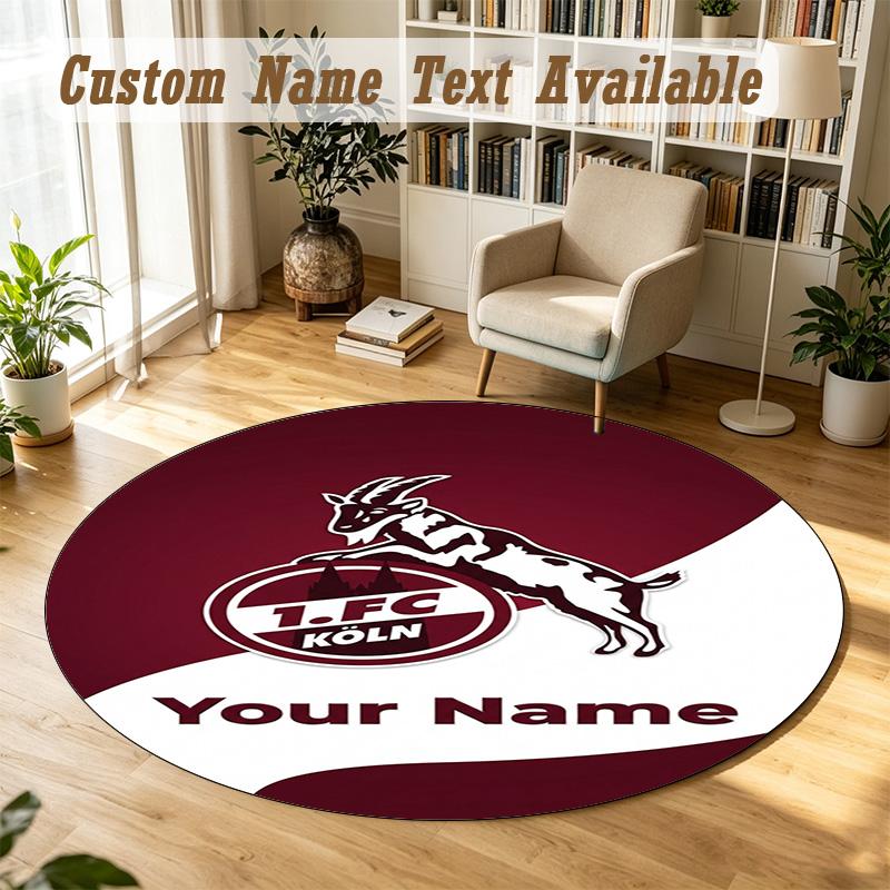 Round Rug Custom NameFC Köln Pattern Non Slip Carpet Home Floor Decor