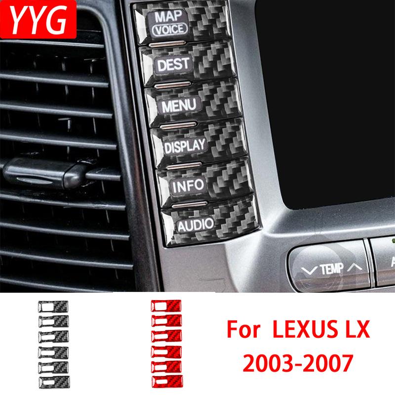 Carbon Fiber Stickers for Lexus LX for Toyota Land Cruiser 2003-2007 Car Interior Accessories Center Console Button Trim