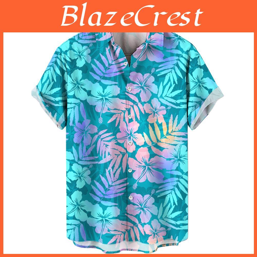 Shirt Mens Hawaiian Summer New Shirt Casual Shirt Beach Shirt Short Sleeve Flower Plant Lapel Hawaiian Holiday Clothing Apparel