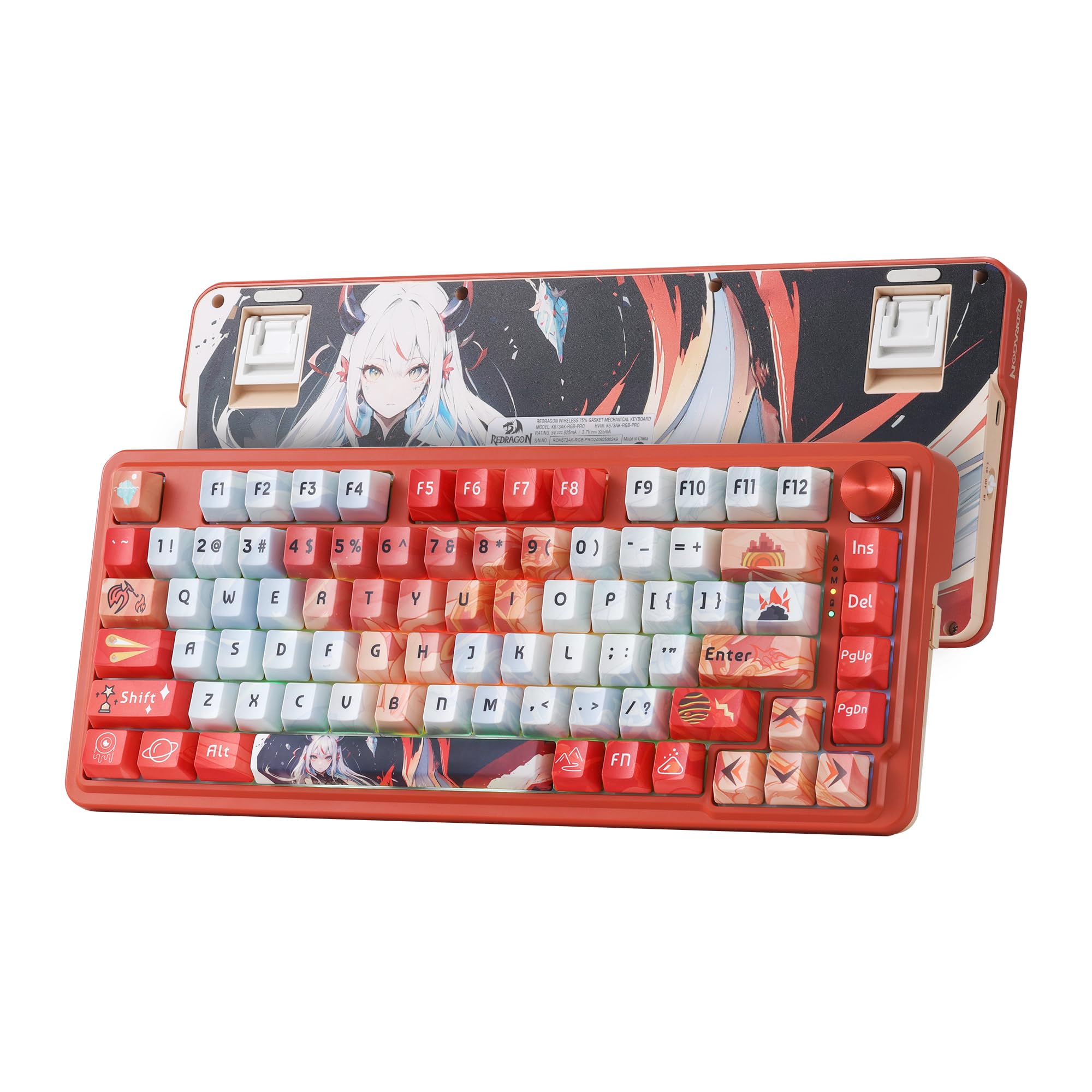 

Redragon K673 Pro SE 75% 81-Key Wireless Gasket RGB Gaming Keyboard, 3-Mode Anime Mechanical Keyboard with Hot-Swap Sockets, Dedicated Knob Control &