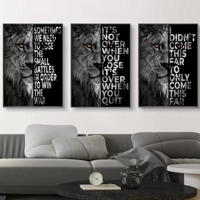 Inspirational Quote Black and White Lion Poster Nordic Canvas Painting Animal Wall Art Picture For Modern Home Living Room Decor