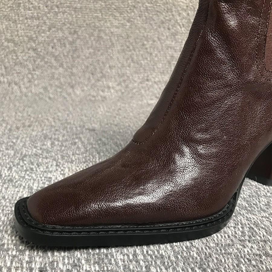 2024 autumn and winter new Martin boots women's pointed high heel thick heel side zipper short boots patent leather high heel fashion boots