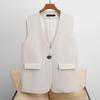 2025 Women's Slim V-Neck Sleeveless One-Button Vest - Spring/Autumn