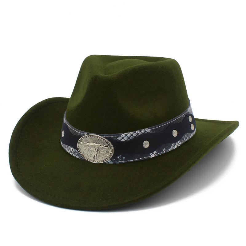 New Cow Head Belt Accessories Western Cowboy Hat Classic Retro Jazz Hat European and American Style Gentleman Hat
