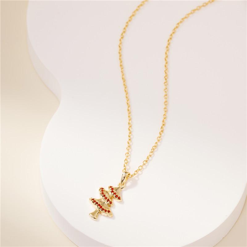 Arvaleff S925 Sterling Silver Christmas Tree Necklace with 14k Gold Zircon Clavicle Chain