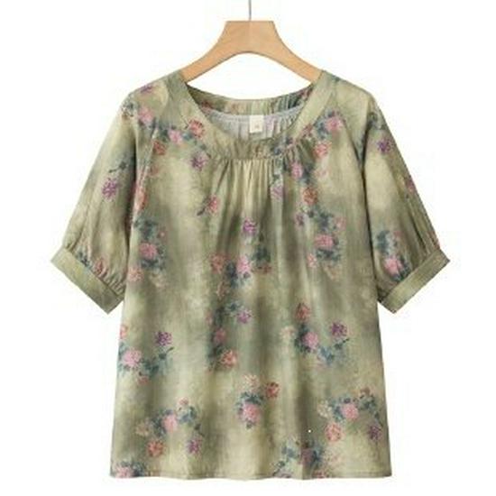

Summer Two-Piece Set for Middle-Aged Women: Stylish 2026 Short-Sleeve T-Shirt Outfit for Elderly Ladies 3XL