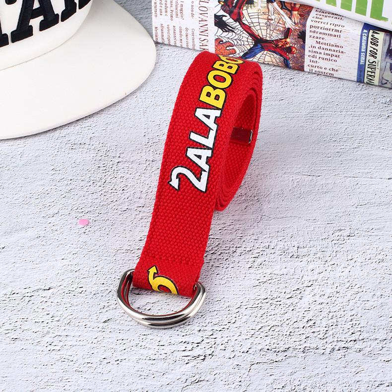 Fashion Letter Pattern Neutral Casual Nylon Waist Belt With Double Design Buckle