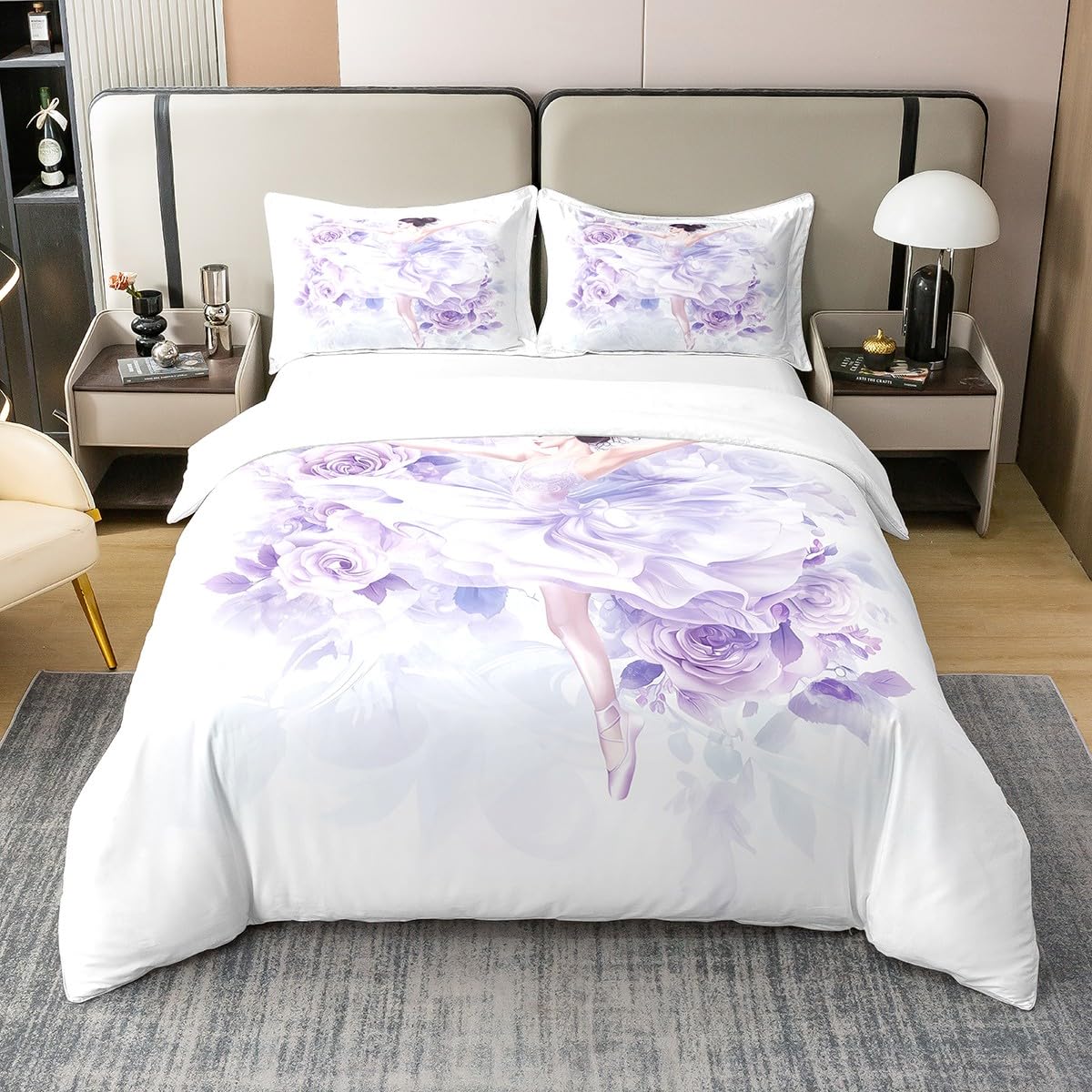 

Balerina Lightweight Soft with Soft Fabric Duvet Cover Temperament Duvet Set Quen Beding Bedrom Birthday Gift 3 Piece Set 2 Pilowcases No Quilt 100*200cm Single