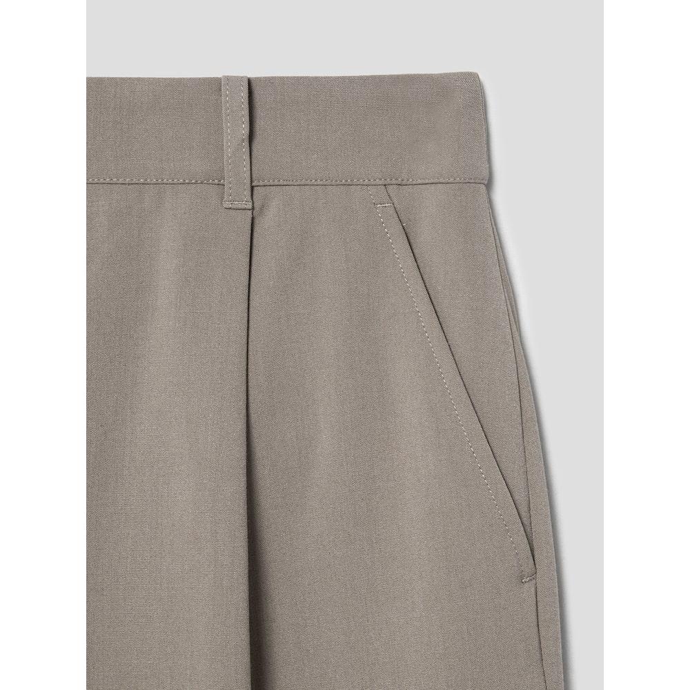 8seconds Textured Single-Pleat Wide Slacks Khaki