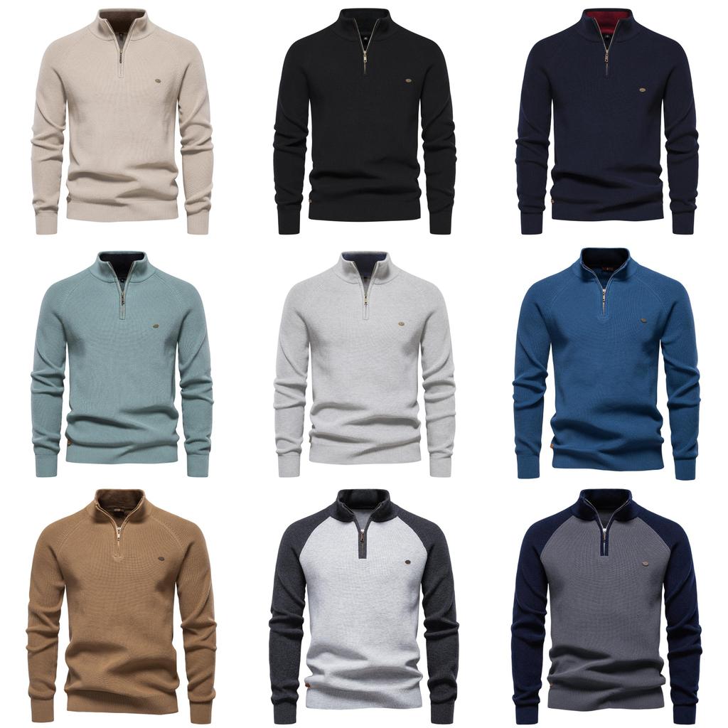 Pull d'automne pour homme à col rond avec mélange de coton stretch pour un style urbain décontracté