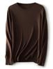 Women's Solid Color Wool Pullover Sweater - Round Neck, Long Sleeve, Versatile Base Layer Knitwear