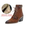 Krazing Pot Sheep Suede Nubuck Autumn Winter Shoes Low Heels Size 43 Modern Boots Square Toe Zipper Retro Ankle Boots