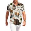 Men's Casual Short Sleeve Button Down Shirt Beer Festival Print Lightweight Breathable Fabric Relaxed Fit Summer Top