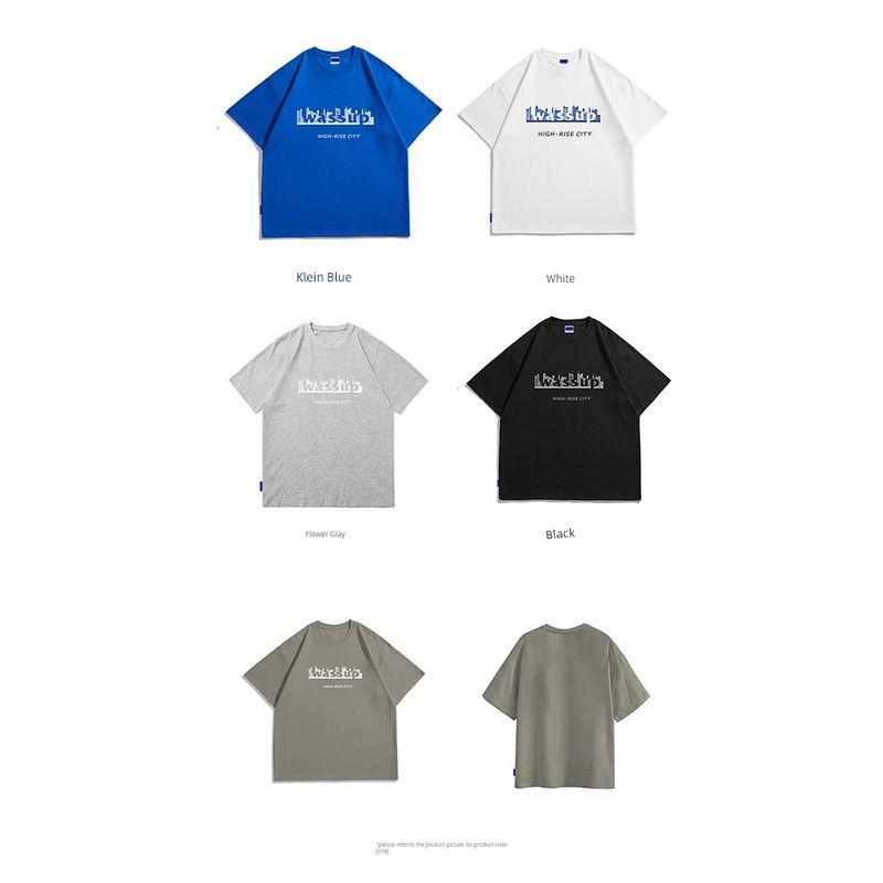 Wassup Heods Summer National Trend Brand Letter Print Street Style Loose Round Neck Heavyweight Couple Short-Sleeve T-Shirt for Men