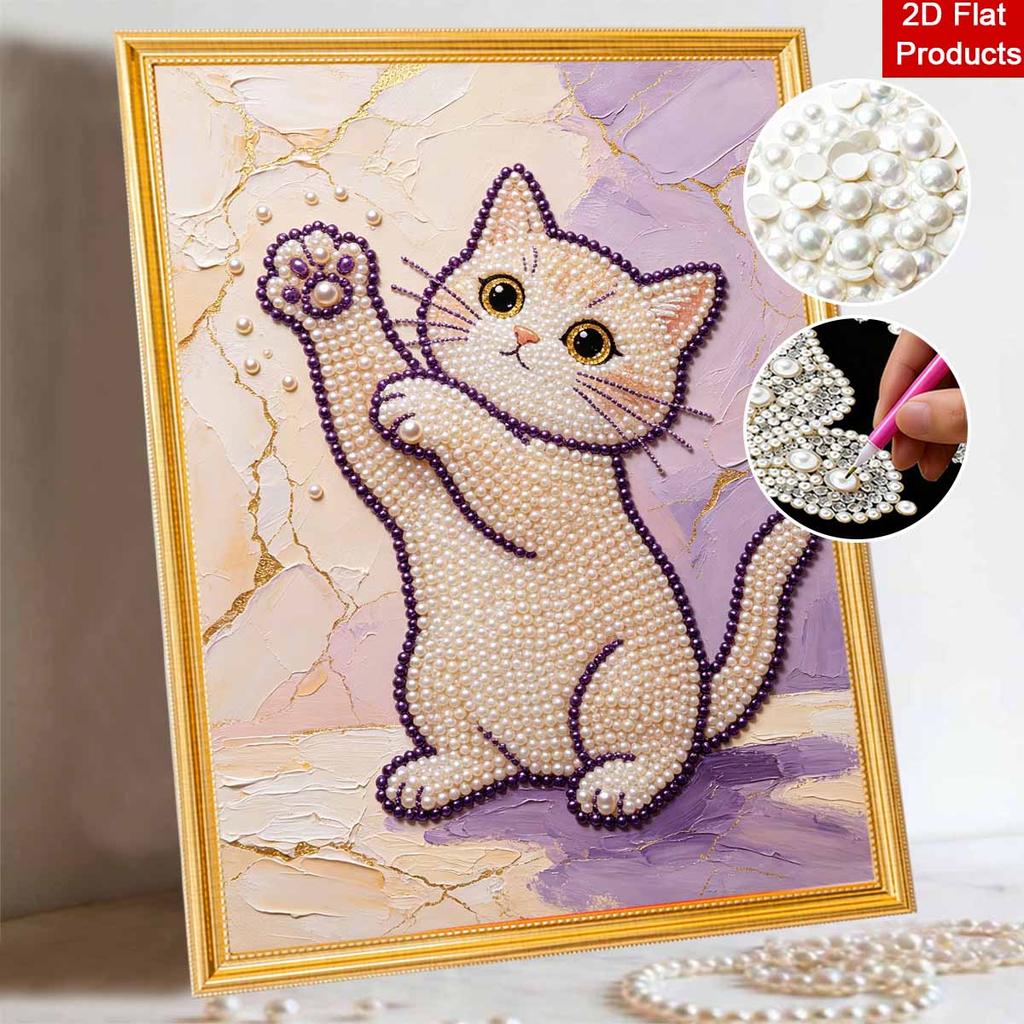Animal Series Pearl Painting Cat Diy Handmade 5D Highvalue Hanging Living Room Decoration Painting.