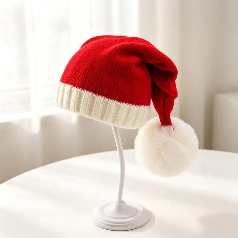 Family Matching Christmas Santa Hats Soft Plush Fluffy White Pom Pom Perfect For Holiday Parties Family Photoshoots